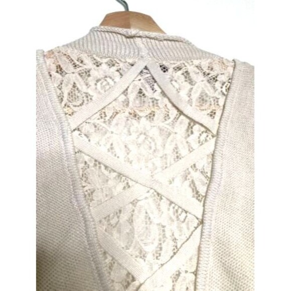 Knox Rose Cardigan Sweater Boho Women Sz XXL Ivory Open Front Sleeveless Crochet - Picture 6 of 10
